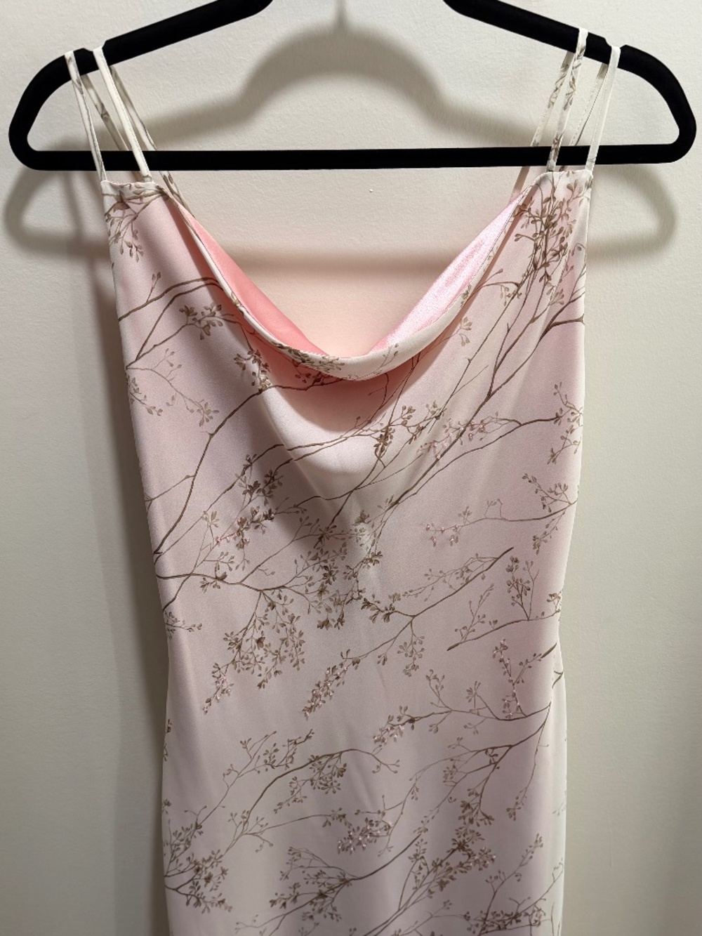 New York & Company Blush Floral Beaded Slip Dress
